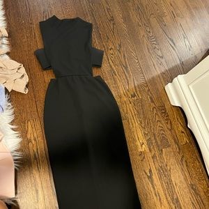 Black open cut dress long midi